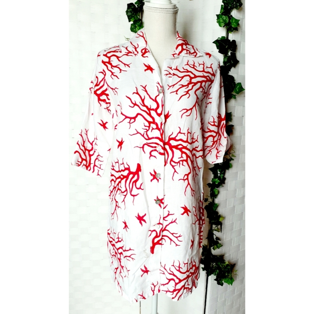 Luisa Soft Surroundings White Graphic Print Linen